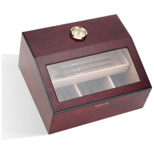 Humidor de Madeira P PIPITA Marrom Topo de Vidro Temperado para 25 50 Charutos com Umidificador e Higrômetro