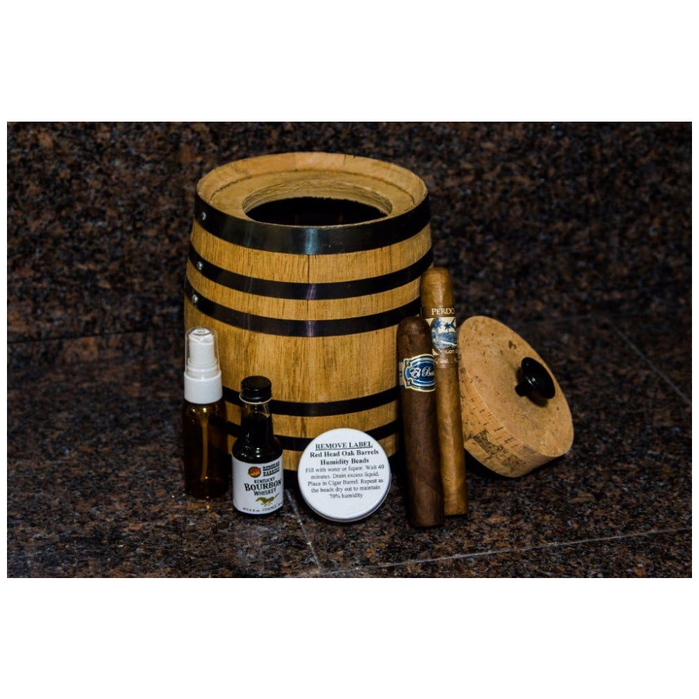 Humidor de Carvalho Red Head Barrels Medium 2 Litros com Essência para Aromatizar Charutos