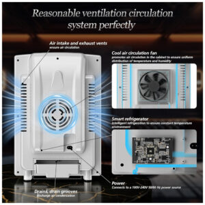 Adega Humidificadora DXXULL Branca Termostática LED 25L 160 200 Charutos Cedro 100 240V
