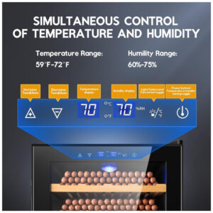 Humidor Elétrico Tylza FM70CH Preto 70L com Controle Temperatura e Umidade 115V