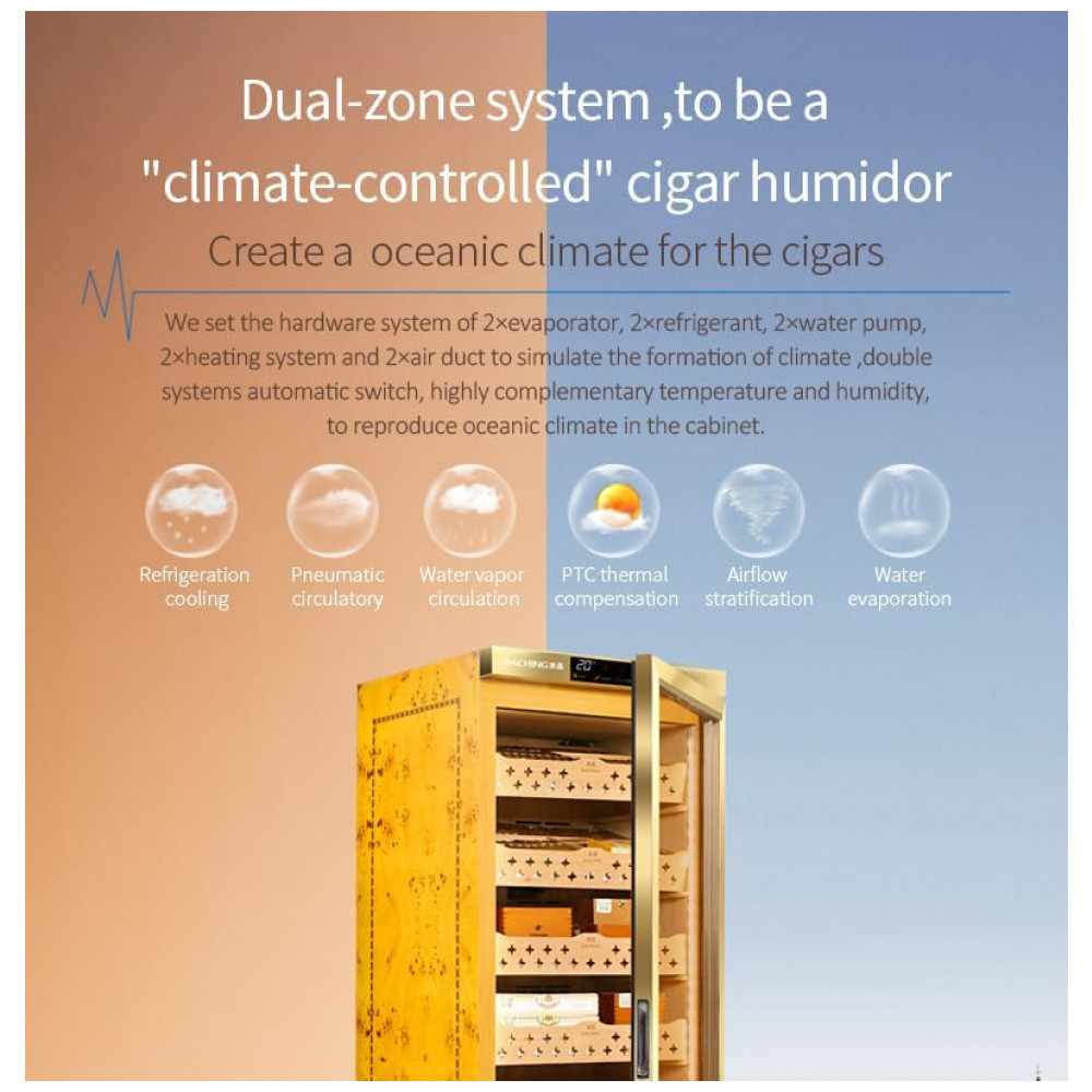 Humidor Eletrônico Raching Preto 1.500 Charutos Controle de Clima 110V