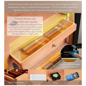 Humidor Eletrônico Raching Preto 1.500 Charutos Controle de Clima 110V