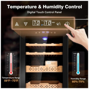 Humidor Elétrico FoMup FM70CH 9 Preto 70L com Controle Temperatura e Umidade 115V