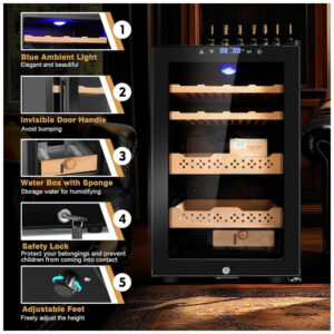 Humidor Elétrico FoMup FM70CH 9 Preto 70L com Controle Temperatura e Umidade 115V