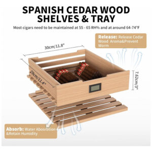 Humidor Elétrico NEEDONE NO48AB Preto 48L Controle Digital 350 Charutos 110V
