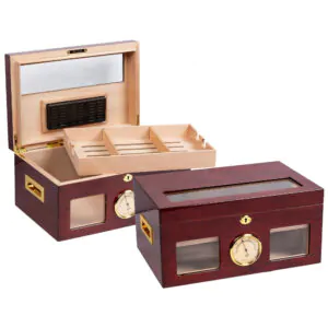 Humidor Prestige Import Group Valencia Cerejeira Tampa de Vidro 120 Charutos