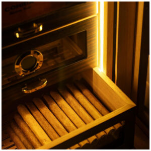 Humidor para Charutos CINOROW Ébano com LED Ajustável 150 Charutos 3 Gavetas Cedro
