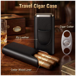 Humidor de Mesa COOL KNIGHT Preto com LED 80 100 Charutos Cedro Espanhol Higrômetro