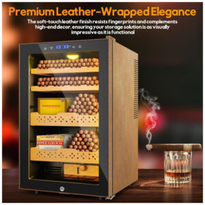 Humidor Elétrico Velieta 70L Marrom Preto Capacidade 400 Charutos Controle Digital 115V