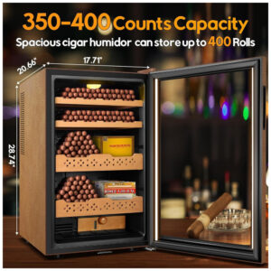 Humidor Elétrico Velieta 70L Marrom Preto Capacidade 400 Charutos Controle Digital 115V