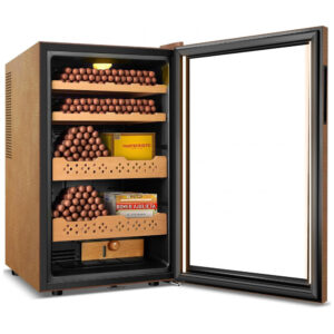 Humidor Elétrico Velieta 70L Marrom Preto Capacidade 400 Charutos Controle Digital 115V
