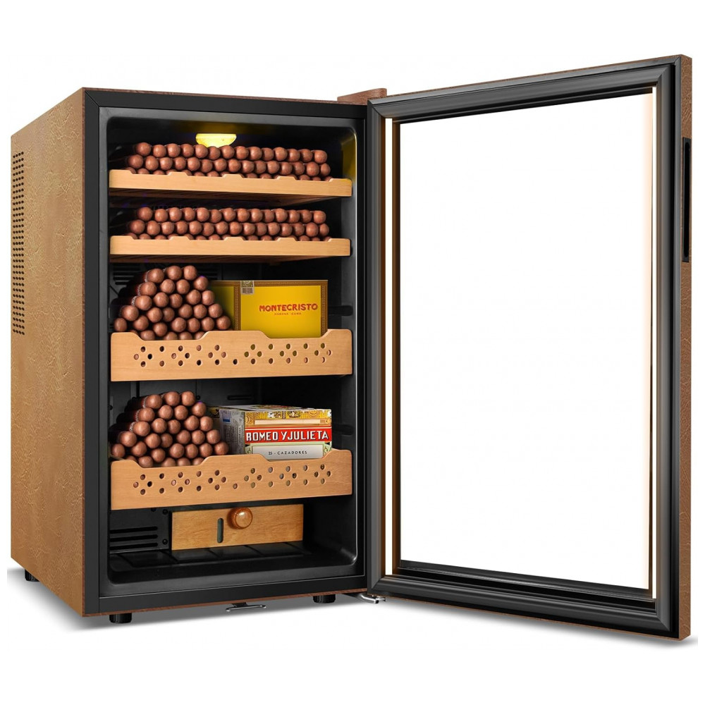 Humidor Elétrico Velieta 70L Marrom Preto Capacidade 400 Charutos Controle Digital 115V
