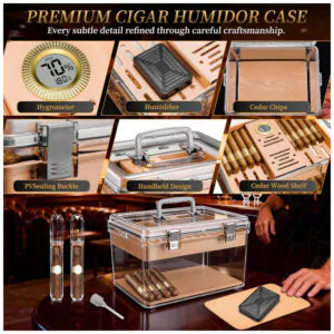 Caixa Umidificadora Cigarloong Acrílica Transparente com Higrômetro e Umidificador