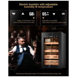 Humidor Elétrico FANKAI Preto Para 600 Charutos com Sistema de Controle de Temperatura e Umidade 75L 110V