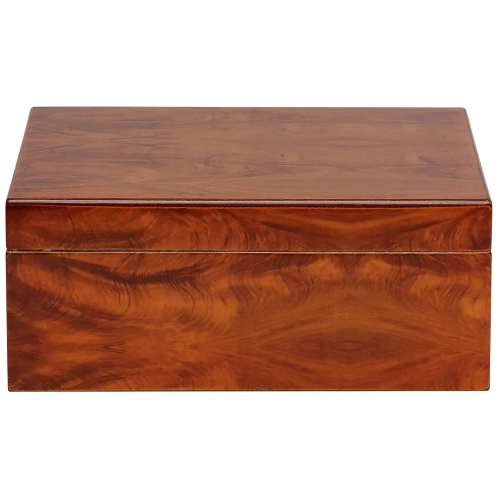 Humidor Orleans Group Marrom Capacidade 40 Charutos Acabamento Burl com Umidificador
