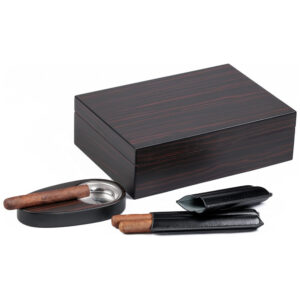 Humidor de Charutos Prestige Import Group Davenport Madeira Ébano com Kit Completo e Capacidade para 50 Unidades