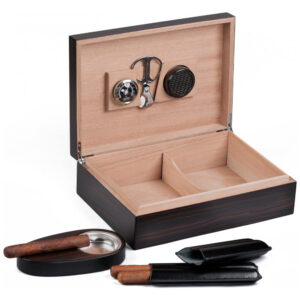 Humidor de Charutos Prestige Import Group Davenport Madeira Ébano com Kit Completo e Capacidade para 50 Unidades