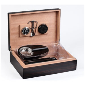 Humidor de Charutos Prestige Import Group Davenport Madeira Ébano com Kit Completo e Capacidade para 50 Unidades