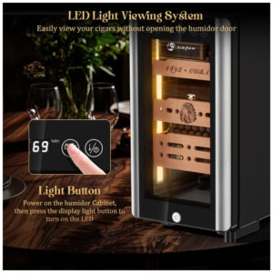 Humidor Elétrico LIHTUN 25L Preto Termoelétrico 150 Charutos Temperatura e Umidade Ajustável 110V