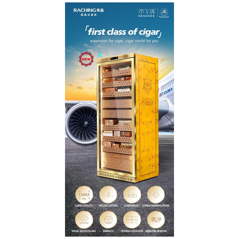Humidor Elétrico RACHING MON5800A Preto Capacidade 3 4000 Charutos Controle Climático 110V