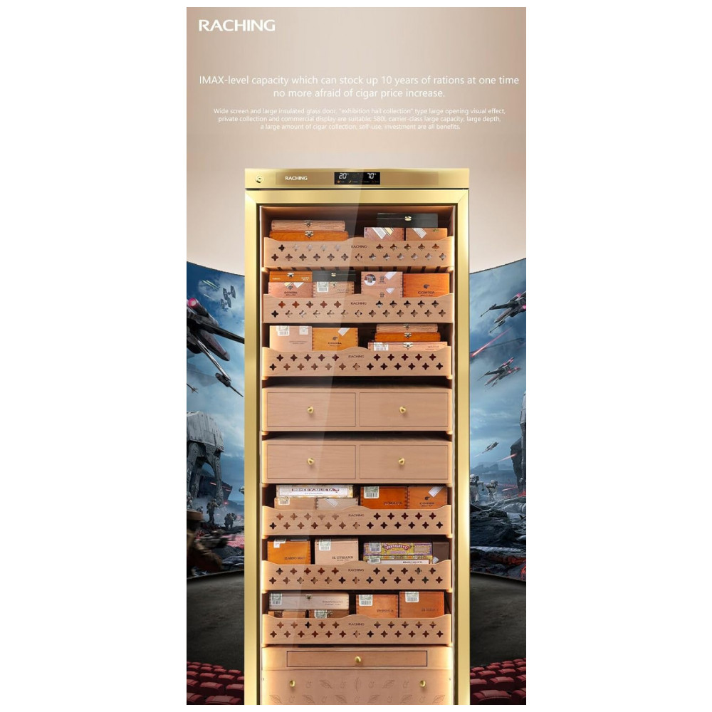 Humidor Elétrico RACHING MON5800A Preto Capacidade 3 4000 Charutos Controle Climático 110V