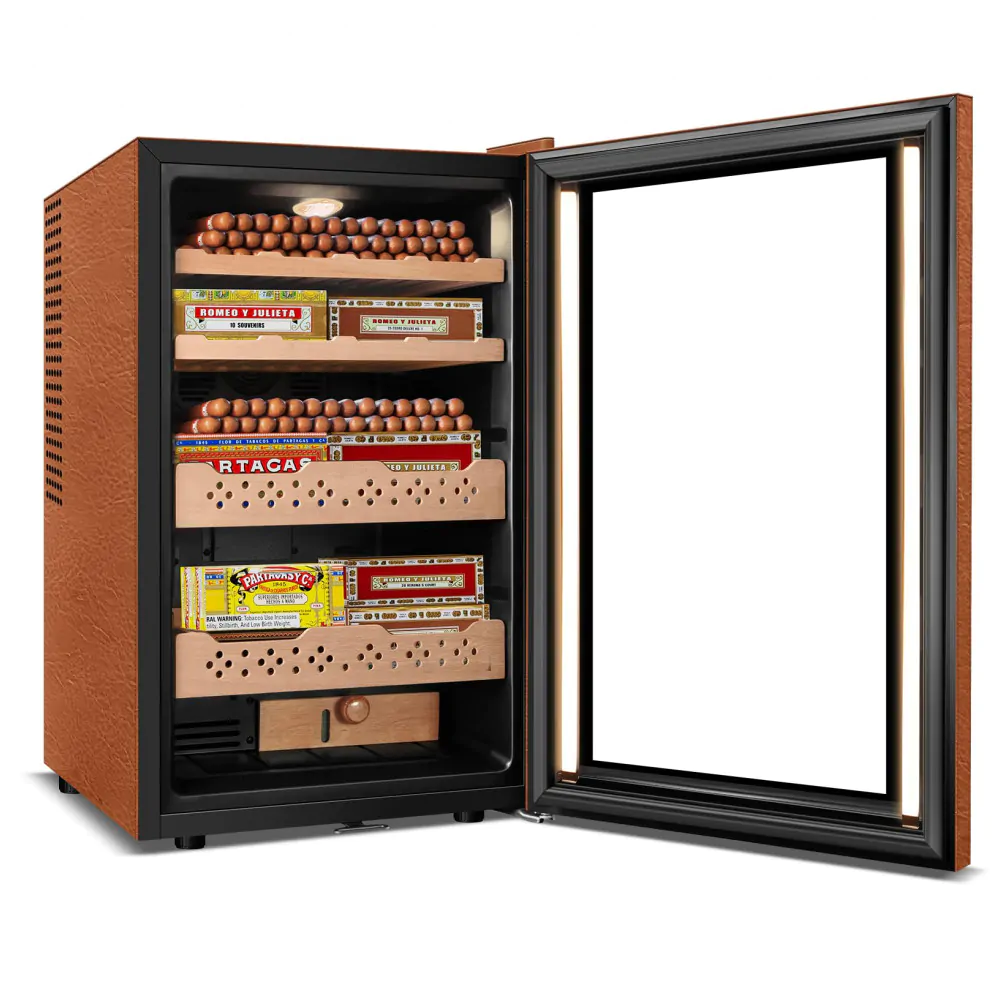 Adega para Charutos Tylza 70L Marrom com Controle Automático de Temperatura e Umidade 115V