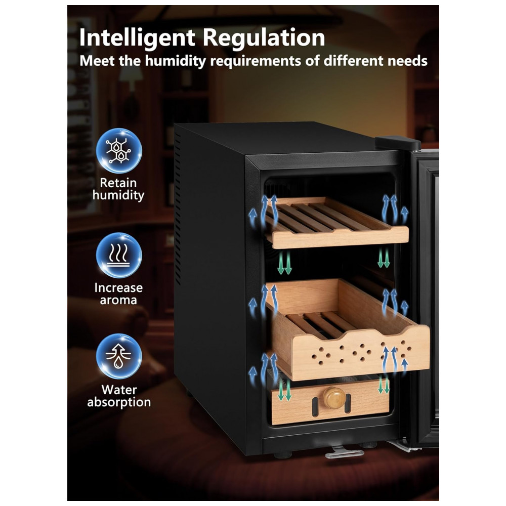 Humidor Elétrico RLPI Preto 25L com Controle de Temperatura e Umidade 115V