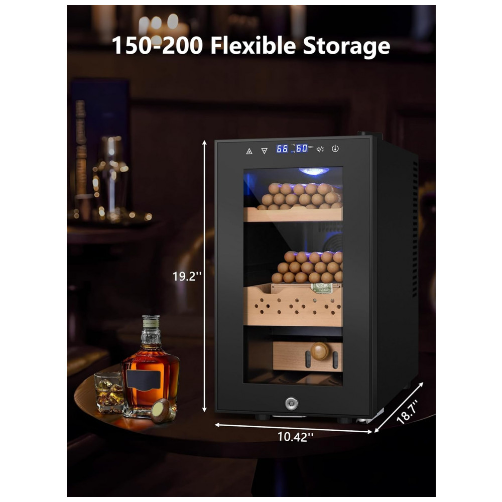 Humidor Elétrico RLPI Preto 25L com Controle de Temperatura e Umidade 115V