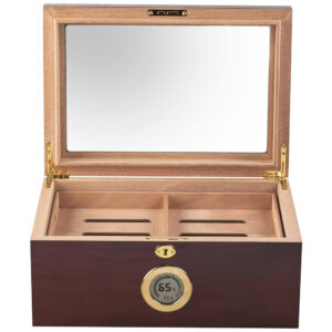 Humidor Berkeley Prestige Import Group Cereja Tampa de Vidro Capacidade 100 Charutos Higrômetro Digital