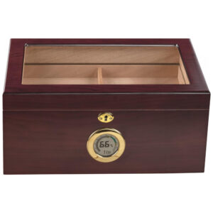 Humidor Berkeley Prestige Import Group Cereja Tampa de Vidro Capacidade 100 Charutos Higrômetro Digital