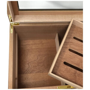 Humidor Berkeley Prestige Import Group Cereja Tampa de Vidro Capacidade 100 Charutos Higrômetro Digital