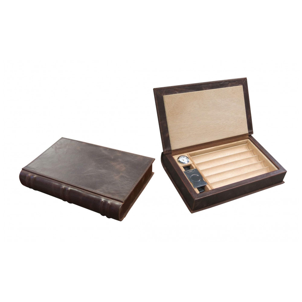 Humidor Portátil Prestige Import Group Marrom The Novelist Design Livro até 10 Charutos