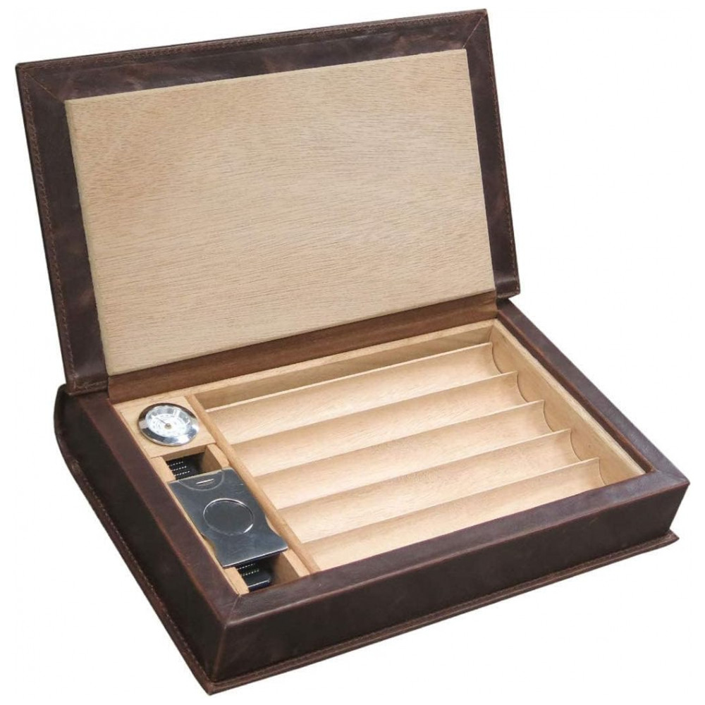 Humidor Portátil Prestige Import Group Marrom The Novelist Design Livro até 10 Charutos