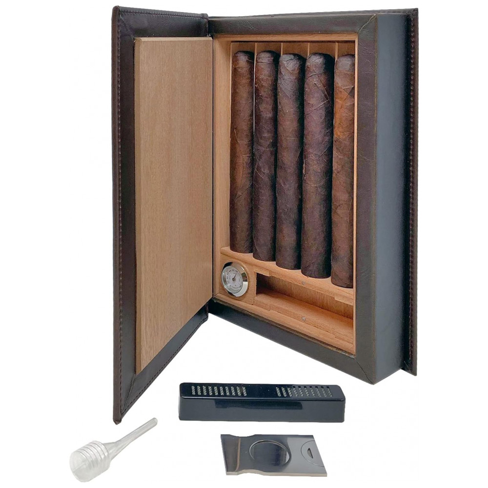 Humidor Portátil Prestige Import Group Marrom The Novelist Design Livro até 10 Charutos