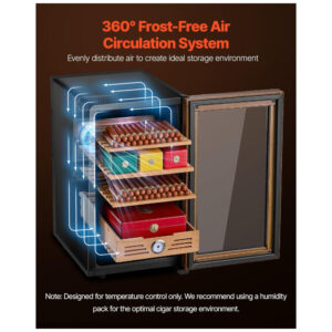Humidor Elétrico VEVOR 48L Preto 350 Charutos Controle de Temperatura 110V