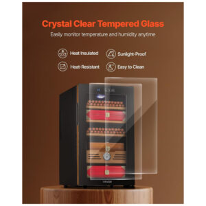 Humidor Elétrico VEVOR 48L Preto 350 Charutos Controle de Temperatura 110V
