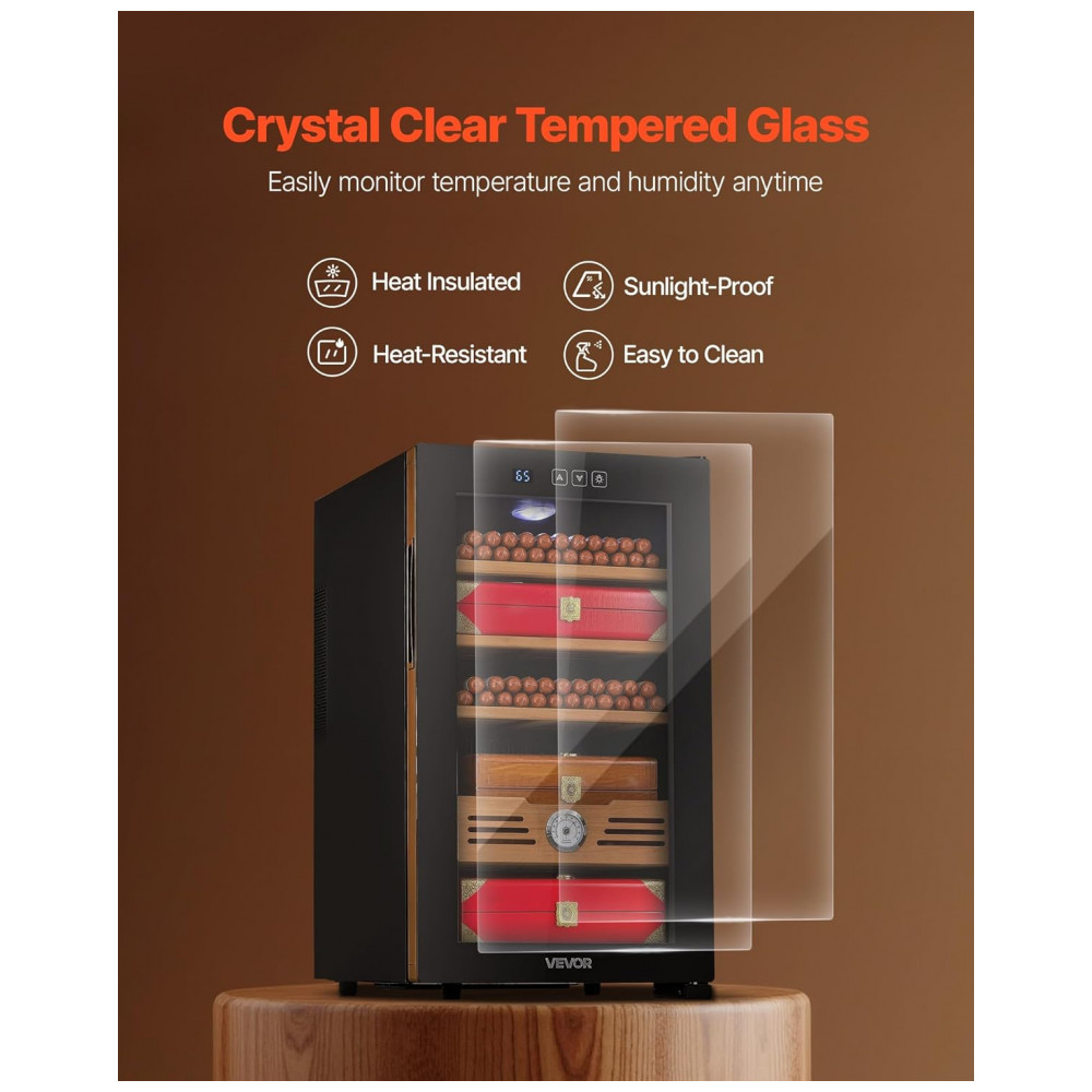 Humidor Elétrico VEVOR 48L Preto 350 Charutos Controle de Temperatura 110V