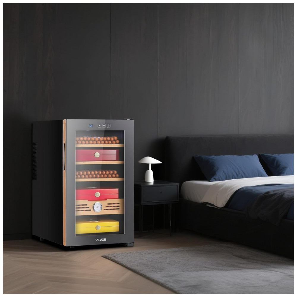 Humidor Elétrico VEVOR 48L Preto 350 Charutos Controle de Temperatura 110V