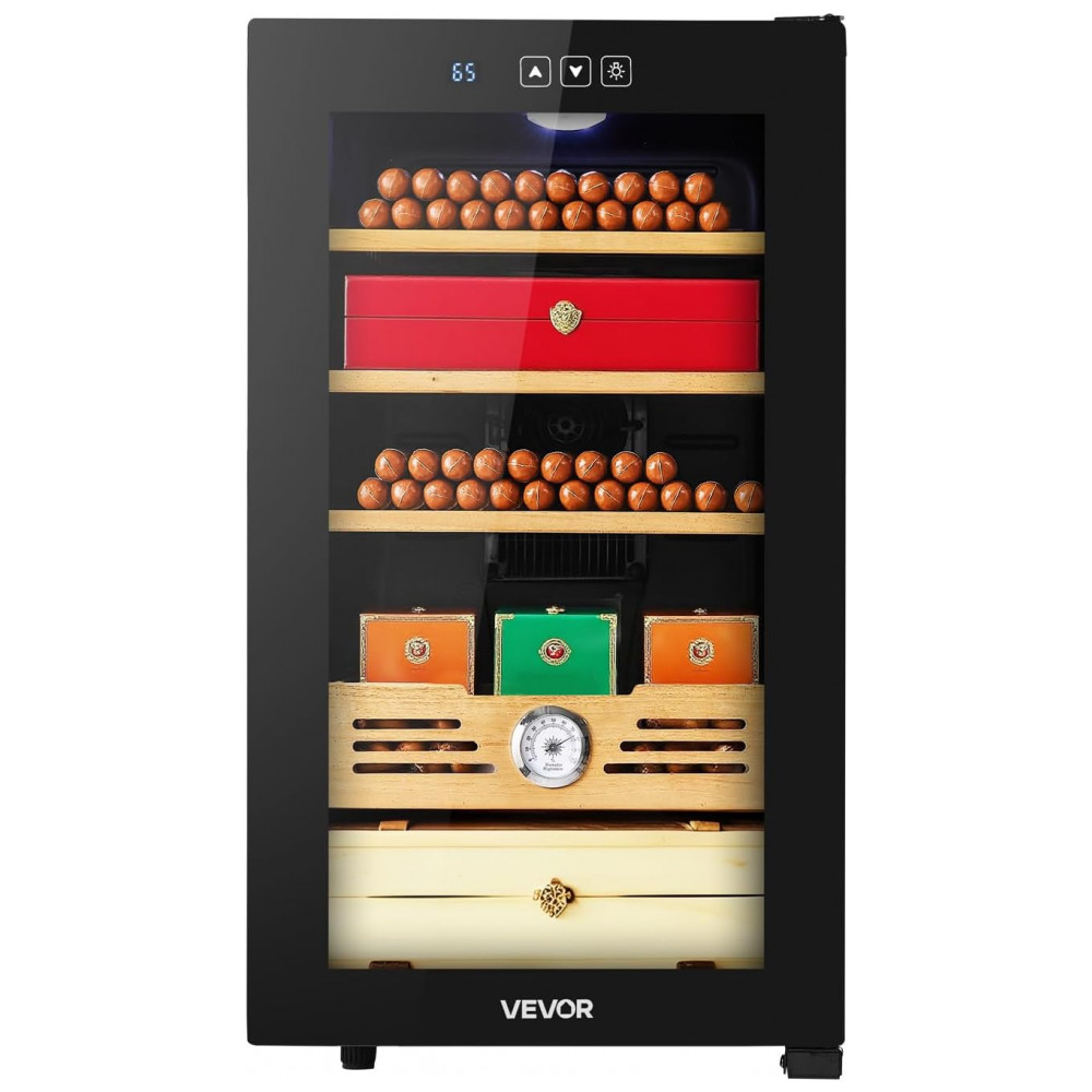 Humidor Elétrico VEVOR 48L Preto 350 Charutos Controle de Temperatura 110V