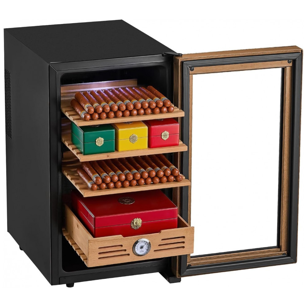 Humidor Elétrico VEVOR 48L Preto 350 Charutos Controle de Temperatura 110V