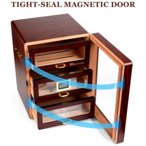 Humidor para Charutos Marvero Ébano 150 Unidades com Higrômetro Digital e Gavetas de Cedro