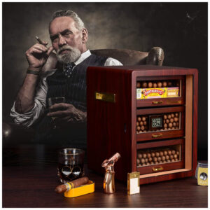 Humidor para Charutos Marvero Ébano 150 Unidades com Higrômetro Digital e Gavetas de Cedro