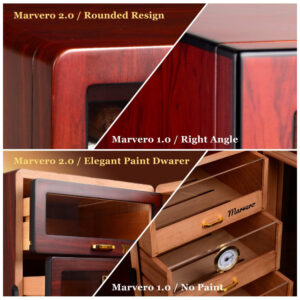Humidor para Charutos Marvero Ébano 150 Unidades com Higrômetro Digital e Gavetas de Cedro