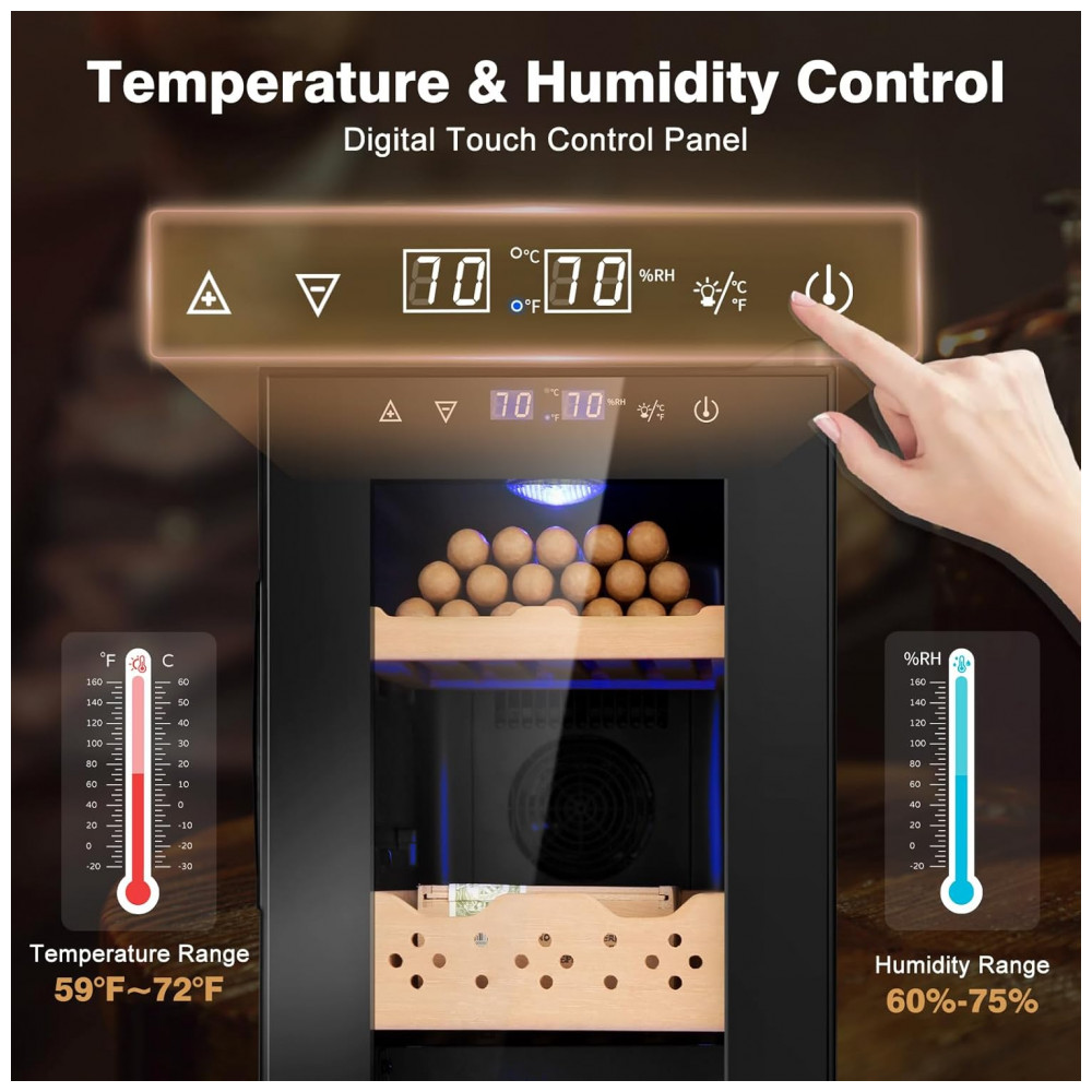 Gabinete Refrigerador Elétrico FoMup 25 Litros Preto Controle Temperatura Humidade 115V