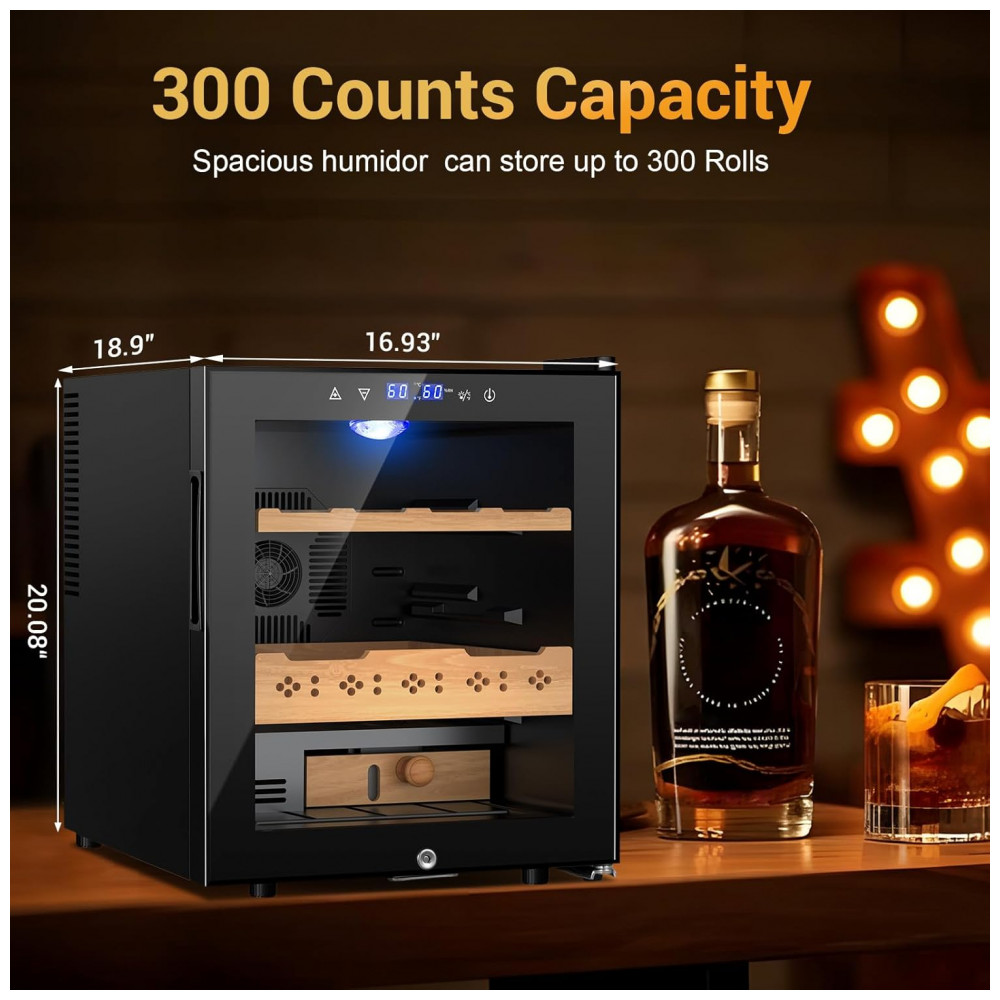 Humidor Elétrico Velieta Preto 50L Controle Digital Temperatura e Umidade 115V