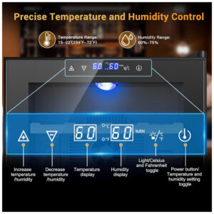 Humidor Elétrico Velieta Preto 50L Controle Digital Temperatura e Umidade 115V