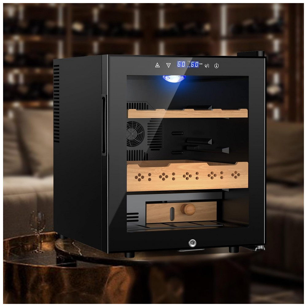 Humidor Elétrico Velieta Preto 50L Controle Digital Temperatura e Umidade 115V
