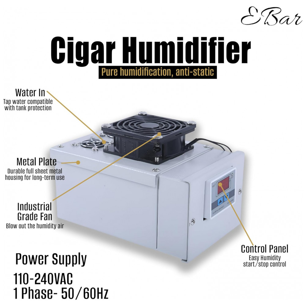 Umidificador Elétrico de Charutos Your Elegant Bar EB 200 Branco com Display LCD e Controle Automático 110V