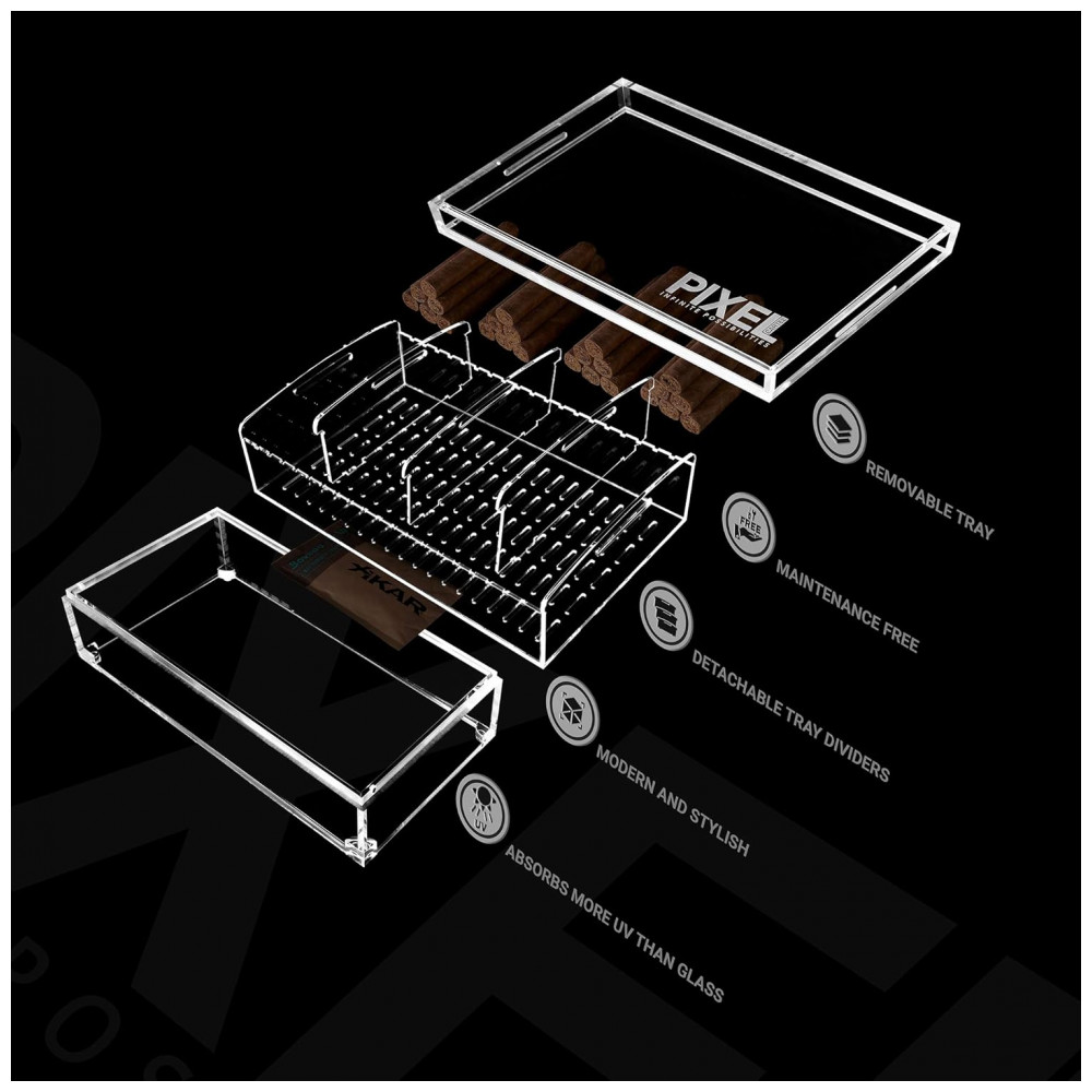 Humidor Acrílico RAW Transparente Para Charutos com Capacidade 50 a 70 Unidades