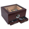 Humidor para Charutos Prestige Import Group Cerejeira com Tampa de Vidro e Gavetas de Armazenamento